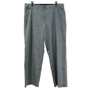 Eileen Fisher Womens Wide Leg Crop Pants Size M 100% Cotton Green Cargo Style